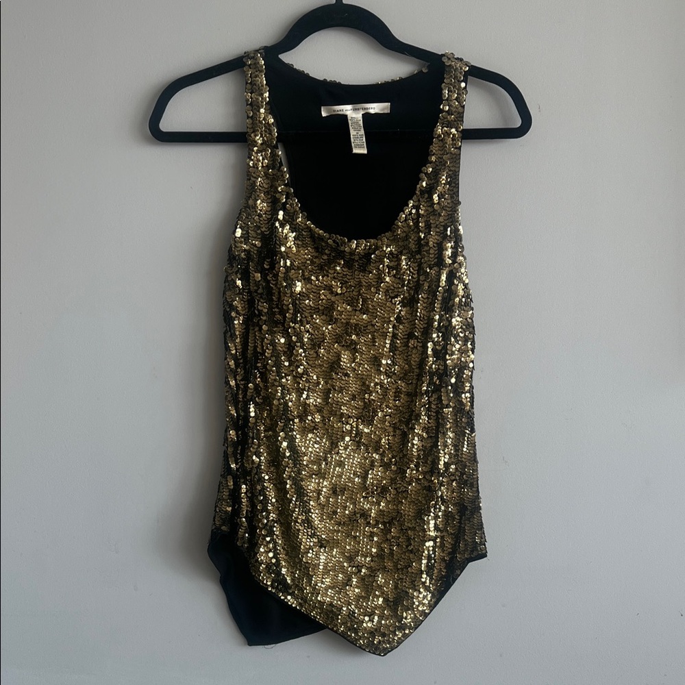 Vintage Diane Von Furstenberg Shimmering Gold Tank Top